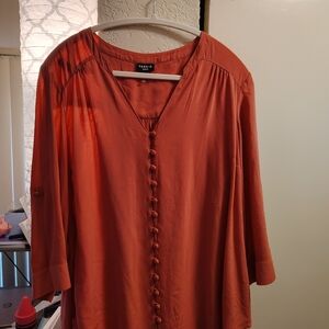 Torrid Harper pink button down 3/4 sleeves with buttons 100% cotton size 0 or xL